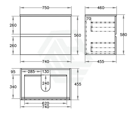 600-1500Mm Bathroom Wall Hung Vanity Stella Walnut Pvc Cabinet Only Vanities