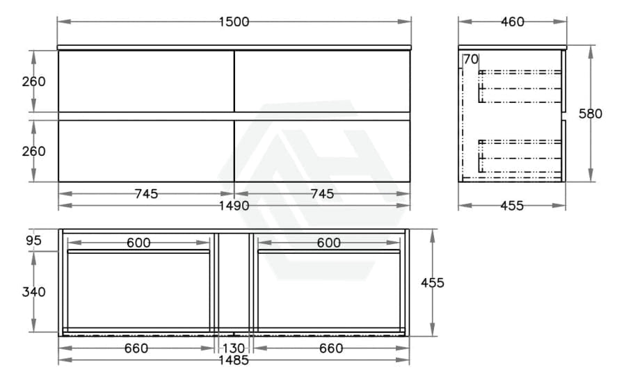 600-1500Mm Bathroom Wall Hung Vanity Stella Walnut Pvc Cabinet Only Vanities