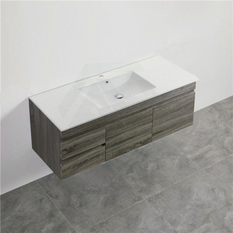 600-1500Mm Berge Dark Grey Wall Hung Vanity With Left / Right Drawer And Ceramic Poly Tops Options