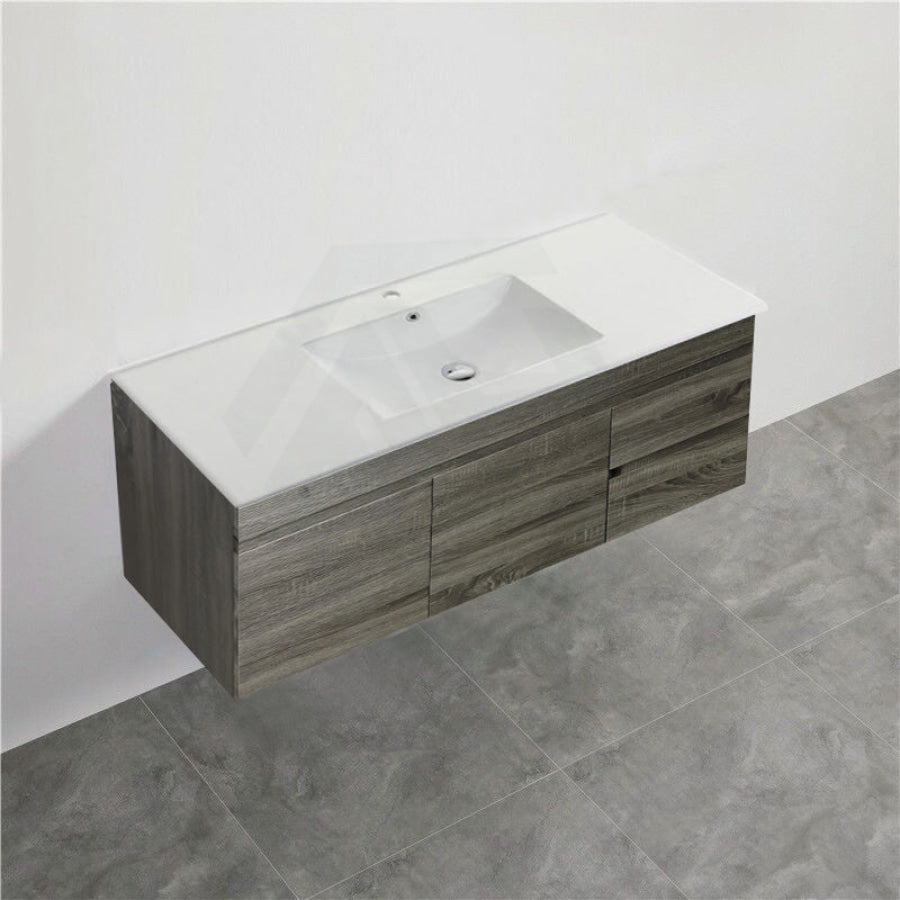 600-1500Mm Berge Dark Grey Wall Hung Vanity With Left / Right Drawer And Ceramic Poly Tops Options