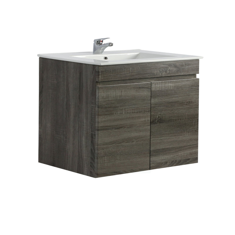 600-1500Mm Berge Dark Grey Wall Hung Vanity With Left / Right Drawer And Ceramic Poly Tops Options