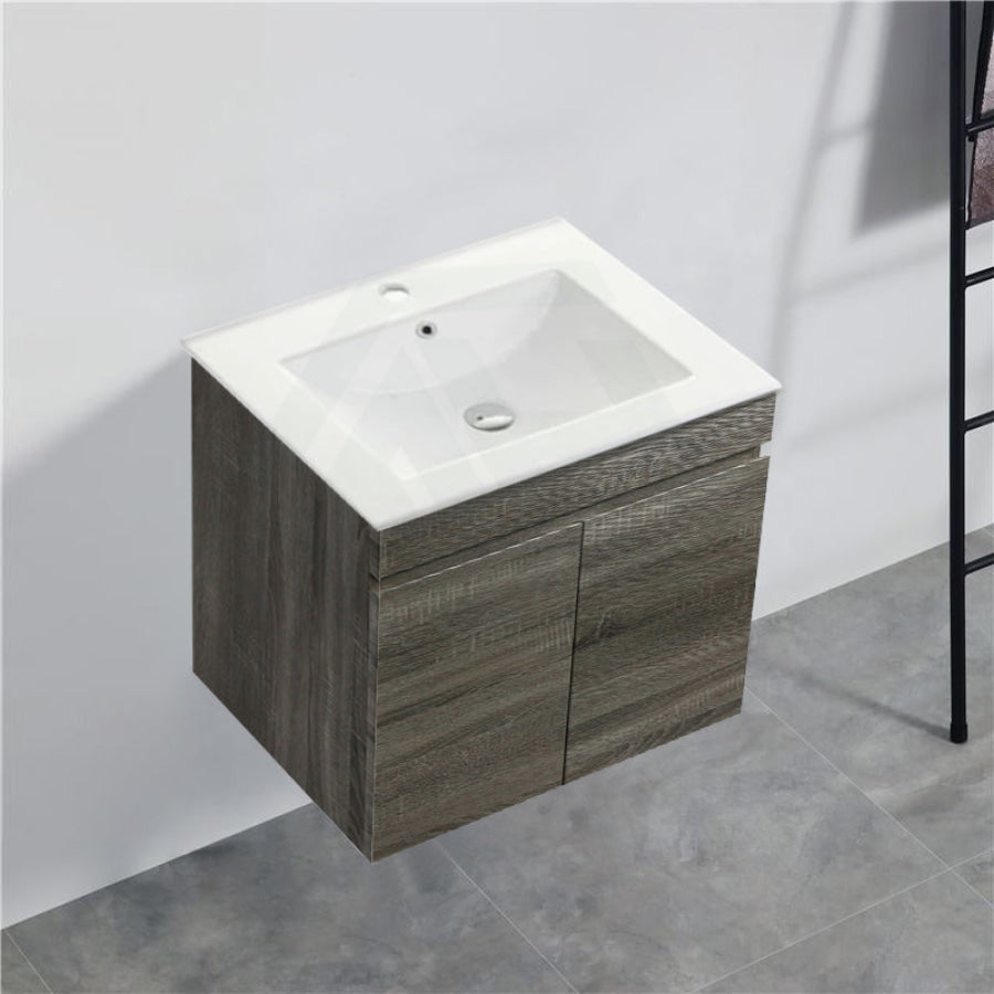 600-1500Mm Berge Dark Grey Wall Hung Vanity With Left / Right Drawer And Ceramic Poly Tops Options