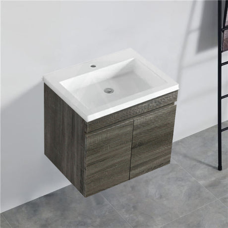 600-1500Mm Berge Dark Grey Wall Hung Vanity With Left / Right Drawer And Ceramic Poly Tops Options