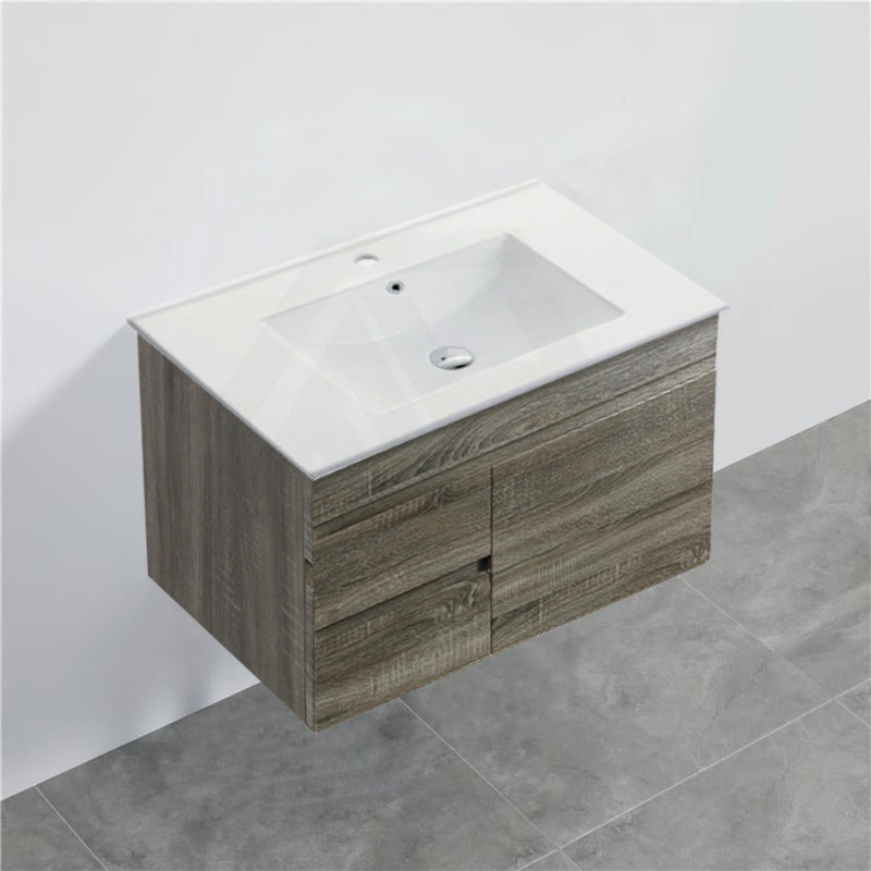 600-1500Mm Berge Dark Grey Wall Hung Vanity With Left / Right Drawer And Ceramic Poly Tops Options