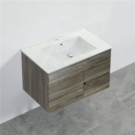 600-1500Mm Berge Dark Grey Wall Hung Vanity With Left / Right Drawer And Ceramic Poly Tops Options