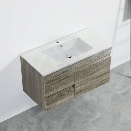 600-1500Mm Berge Dark Grey Wall Hung Vanity With Left / Right Drawer And Ceramic Poly Tops Options