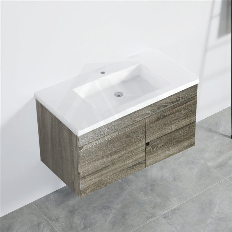 600-1500Mm Berge Dark Grey Wall Hung Vanity With Left / Right Drawer And Ceramic Poly Tops Options