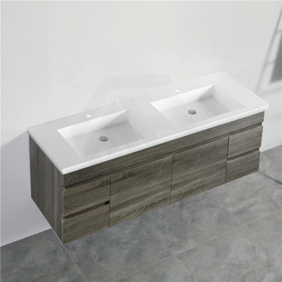 600-1500Mm Berge Dark Grey Wall Hung Vanity With Left / Right Drawer And Ceramic Poly Tops Options