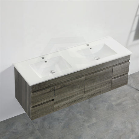 600-1500Mm Berge Dark Grey Wall Hung Vanity With Left / Right Drawer And Ceramic Poly Tops Options