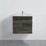 600-1500Mm Berge Dark Grey Wall Hung Vanity With Left / Right Drawer And Ceramic Poly Tops Options