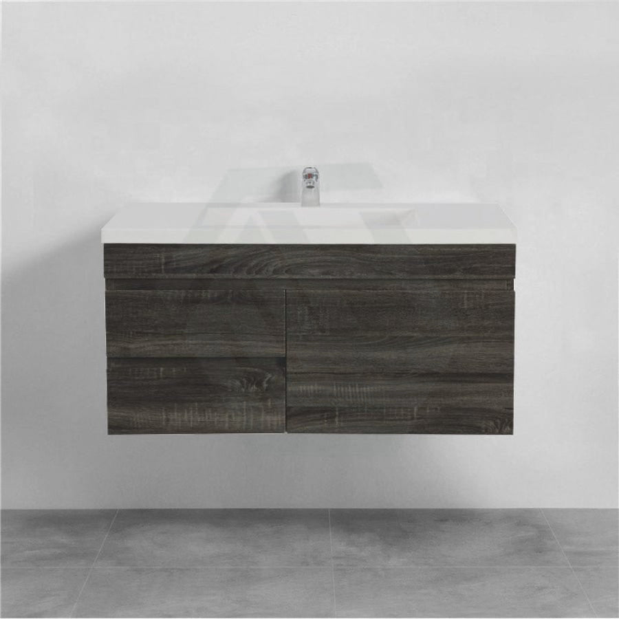 600-1500Mm Berge Dark Grey Wall Hung Vanity With Left / Right Drawer And Ceramic Poly Tops Options