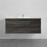 1200X450X550Mm Dark Grey Wall Hung Vanity Cabinet With Left / Right Side Drawers And Optional