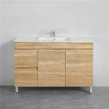 600-1500Mm Freestanding Bathroom Floor Vanity White Oak Wood Grain Left/Right Side Pvc Filmed