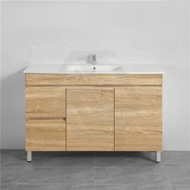 600-1500Mm Freestanding Bathroom Floor Vanity White Oak Wood Grain Left/Right Side Pvc Filmed