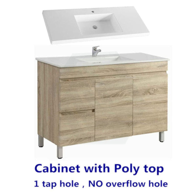 600-1500Mm Freestanding Bathroom Floor Vanity White Oak Wood Grain Left/Right Side Pvc Filmed