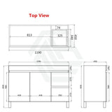 600-1500Mm Freestanding Bathroom Floor Vanity White Oak Wood Grain Left/Right Side Pvc Filmed