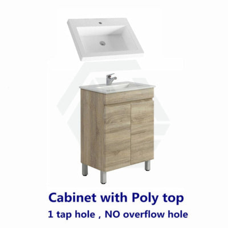 600-1500Mm Freestanding Bathroom Floor Vanity White Oak Wood Grain Left/Right Side Pvc Filmed