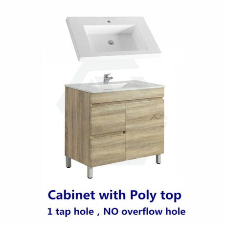 600-1500Mm Freestanding Bathroom Floor Vanity White Oak Wood Grain Left/Right Side Pvc Filmed