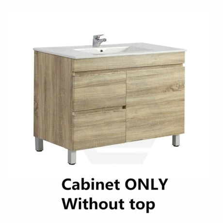 600-1500Mm Freestanding Bathroom Floor Vanity White Oak Wood Grain Left/Right Side Pvc Filmed