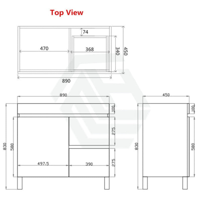 600-1500Mm Freestanding Bathroom Floor Vanity White Oak Wood Grain Left/Right Side Pvc Filmed