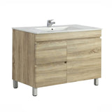 600-1500Mm Freestanding Bathroom Floor Vanity White Oak Wood Grain Left/Right Side Pvc Filmed