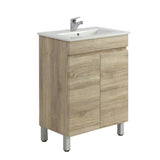 600-1500Mm Freestanding Bathroom Floor Vanity White Oak Wood Grain Left/Right Side Pvc Filmed