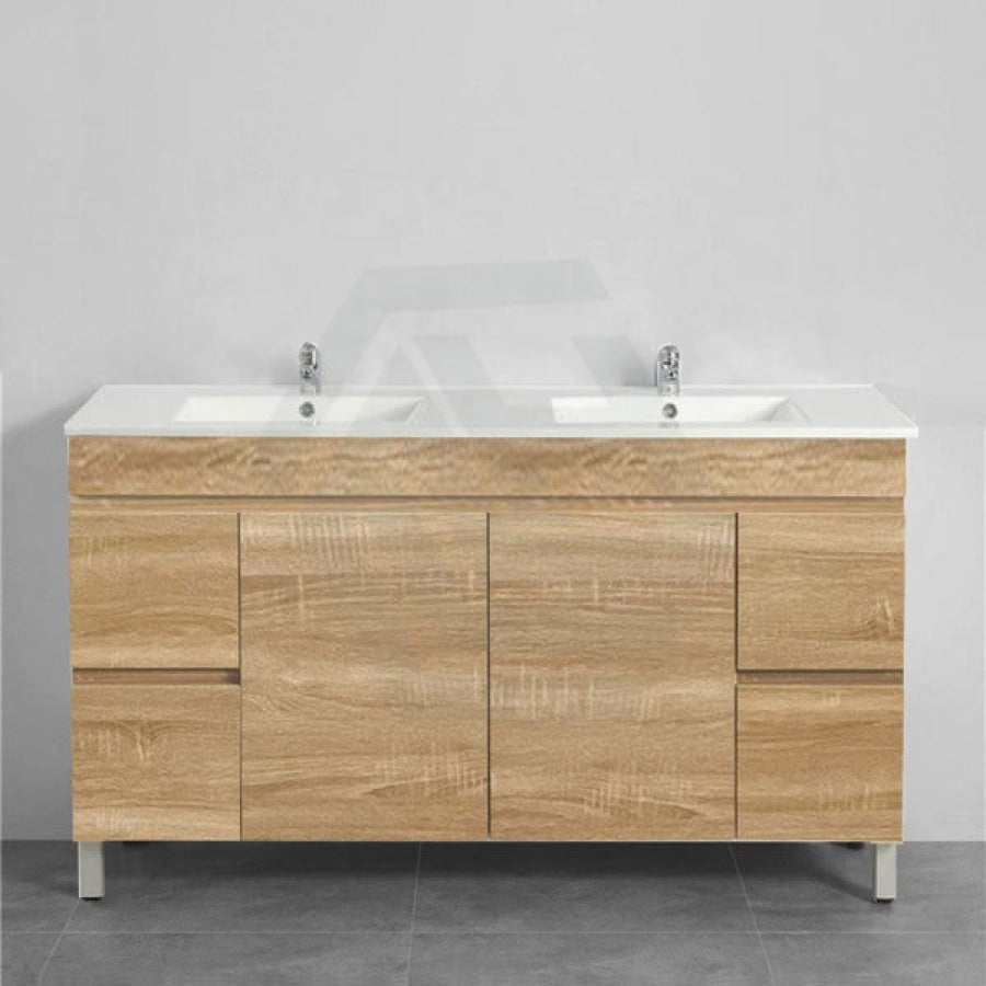 600-1500Mm Freestanding Bathroom Floor Vanity White Oak Wood Grain Left/Right Side Pvc Filmed