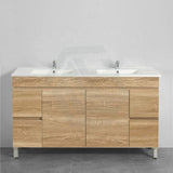 600-1500Mm Freestanding Bathroom Floor Vanity White Oak Wood Grain Left/Right Side Pvc Filmed