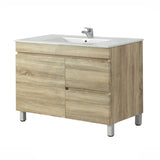 600-1500Mm Freestanding Bathroom Floor Vanity White Oak Wood Grain Left/Right Side Pvc Filmed