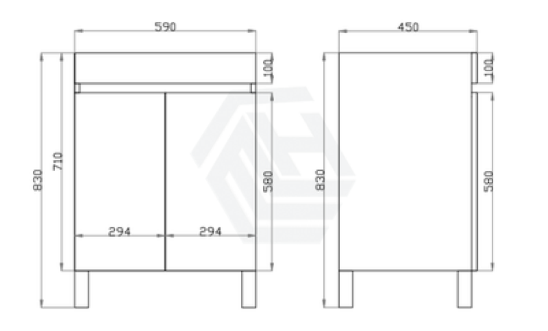 600-1500Mm Freestanding Bathroom Floor Vanity White Oak Wood Grain Left/Right Side Pvc Filmed