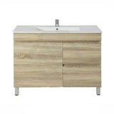 600-1500Mm Freestanding Bathroom Floor Vanity White Oak Wood Grain Left/Right Side Pvc Filmed