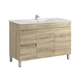 600-1500Mm Freestanding Bathroom Floor Vanity White Oak Wood Grain Left/Right Side Pvc Filmed