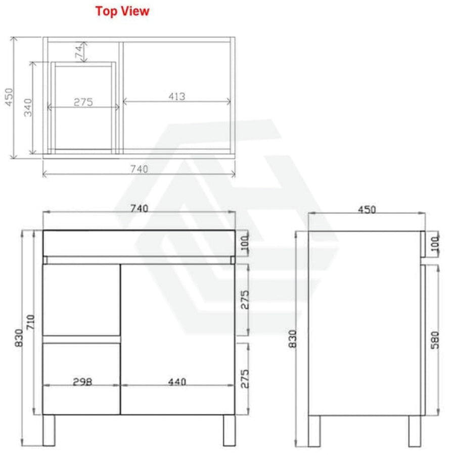 600-1500Mm Freestanding Bathroom Floor Vanity White Oak Wood Grain Left/Right Side Pvc Filmed