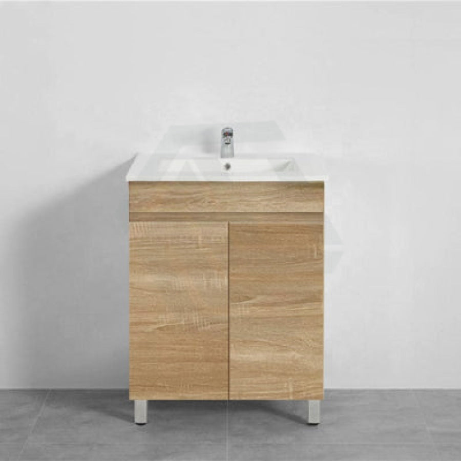 600-1500Mm Freestanding Bathroom Floor Vanity White Oak Wood Grain Left/Right Side Pvc Filmed