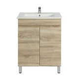 600-1500Mm Freestanding Bathroom Floor Vanity White Oak Wood Grain Left/Right Side Pvc Filmed