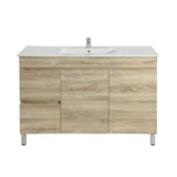 600-1500Mm Freestanding Bathroom Floor Vanity White Oak Wood Grain Left/Right Side Pvc Filmed