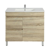 600-1500Mm Freestanding Bathroom Floor Vanity White Oak Wood Grain Left/Right Side Pvc Filmed