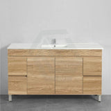 600-1500Mm Freestanding Bathroom Floor Vanity White Oak Wood Grain Left/Right Side Pvc Filmed