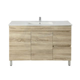 600-1500Mm Freestanding Bathroom Floor Vanity White Oak Wood Grain Left/Right Side Pvc Filmed