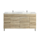 600-1500Mm Freestanding Bathroom Floor Vanity White Oak Wood Grain Left/Right Side Pvc Filmed