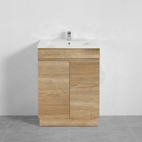 600-1500Mm Berge Freestanding Bathroom Floor Vanity Kickboard White Oak Wood Grain Left/Right Side