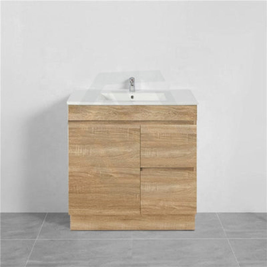 600-1500Mm Berge Freestanding Bathroom Floor Vanity Kickboard White Oak Wood Grain Left/Right Side