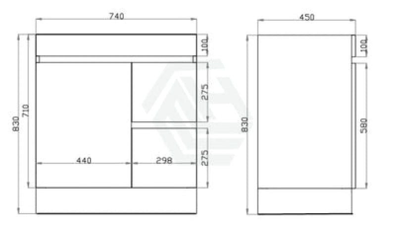 600-1500Mm Berge Freestanding Bathroom Floor Vanity Kickboard White Oak Wood Grain Left/Right Side