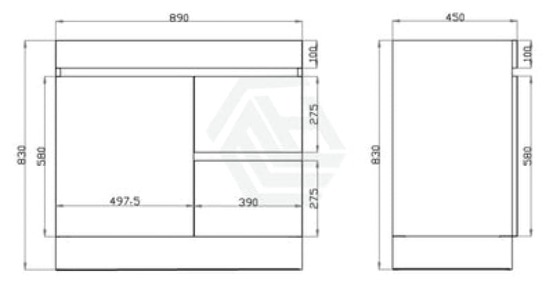 600-1500Mm Berge Freestanding Bathroom Floor Vanity Kickboard White Oak Wood Grain Left/Right Side