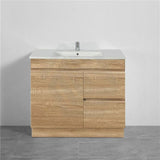 600-1500Mm Berge Freestanding Bathroom Floor Vanity Kickboard White Oak Wood Grain Left/Right Side