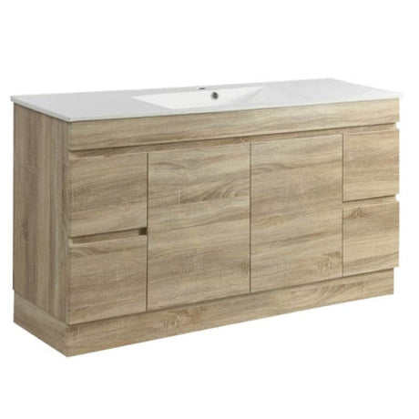 600-1500Mm Berge Freestanding Bathroom Floor Vanity Kickboard White Oak Wood Grain Left/Right Side