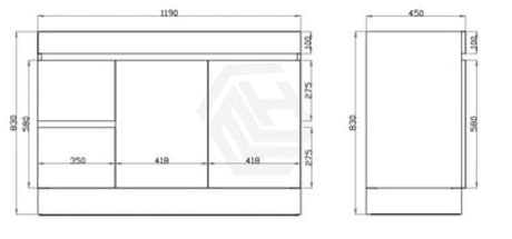 600-1500Mm Berge Freestanding Bathroom Floor Vanity Kickboard White Oak Wood Grain Left/Right Side