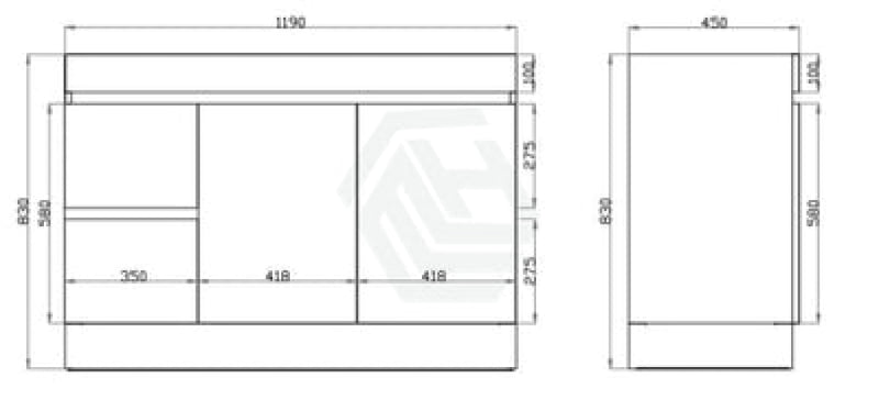 600-1500Mm Berge Freestanding Bathroom Floor Vanity Kickboard White Oak Wood Grain Left/Right Side