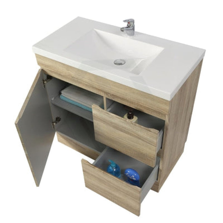 600-1500Mm Berge Freestanding Bathroom Floor Vanity Kickboard White Oak Wood Grain Left/Right Side