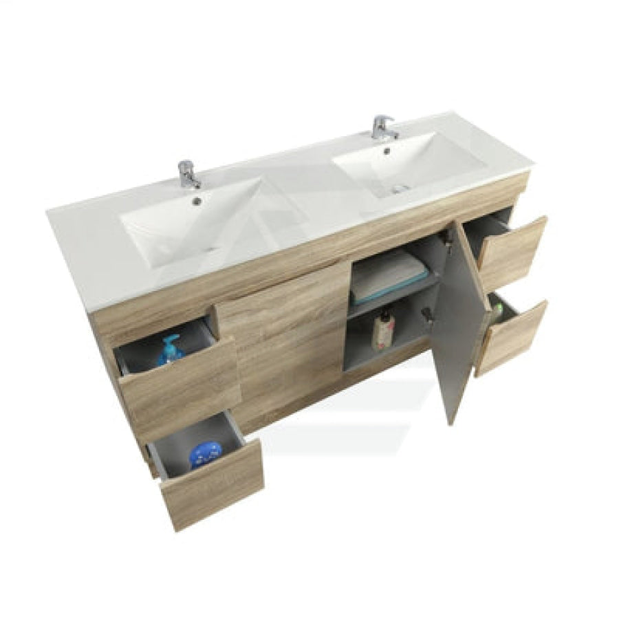 600-1500Mm Berge Freestanding Bathroom Floor Vanity Kickboard White Oak Wood Grain Left/Right Side